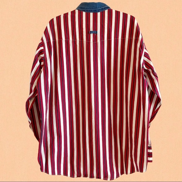 Vintage 90’s wrangler striped shirt denim collar - Picture 6 of 6